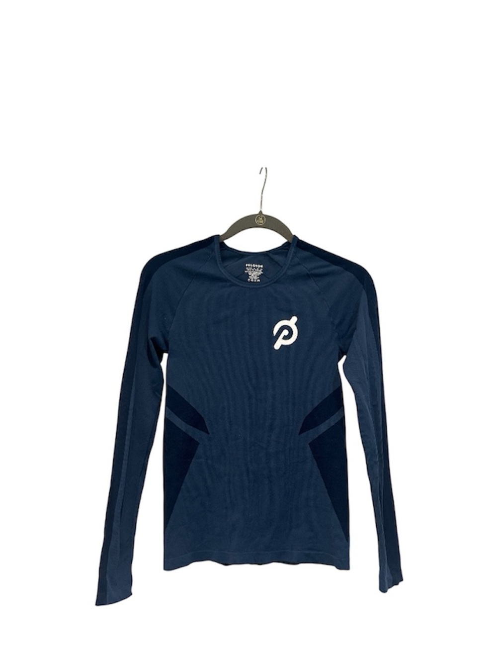 Seamless Long Sleeve Athletic Performance Shirt Blue Size Large